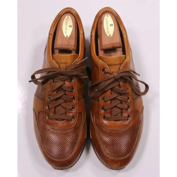 Magnanni Lizandro Marlow Honey Brown Lowtop Leather Sneakers US 9 - Picture 4 of 12
